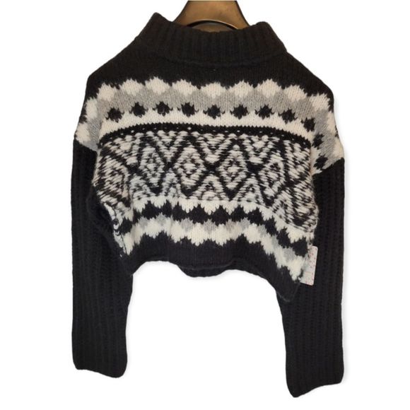 Free People Onyx Combo Wool & Alpaca Blend Knit Sweater Size XS - Picture 2 of 7